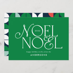 Colourful bright Noel Christmas geometric script H Holiday Card
