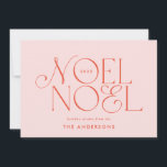 Colourful bright Noel Christmas geometric script Holiday Card<br><div class="desc">Colourful bright fun Noel Christmas geometric typography script holiday design. Red,  green and pink colorway.</div>
