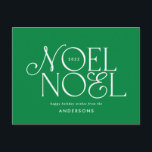 Colourful bright Noel Christmas geometric script   Holiday Postcard<br><div class="desc">Colourful bright fun Noel Christmas geometric typography script holiday design. Red,  green,  navy blue and pink colorway.</div>