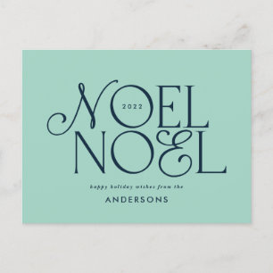 Colourful bright Noel Christmas geometric script Holiday Postcard