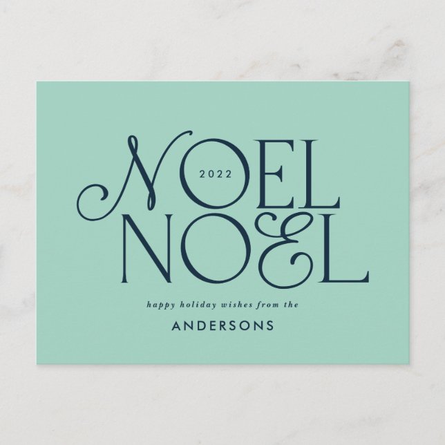 Colourful bright Noel Christmas geometric script   Holiday Postcard (Front)