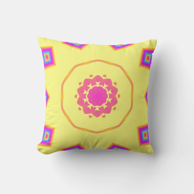 Colourful Bright Pattern Throw Pillows (Front)