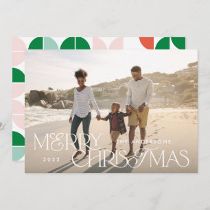 Colourful bright photo Christmas geometric script  Holiday Card