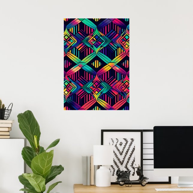 Colourful Bright Psychedelic Abstract Wall Print (Home Office)