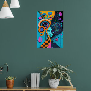 Colourful Bright Psychedelic Abstract Wall Print
