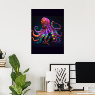 Colourful Bright Psychedelic Octopus Sealife Print