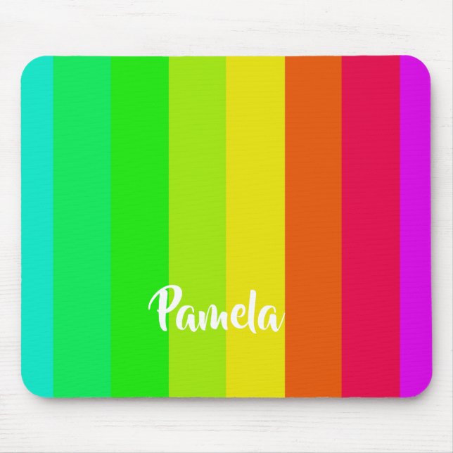 Colourful bright rainbow lines mouse pad (Front)