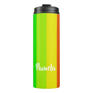 Colourful bright rainbow lines thermal tumbler