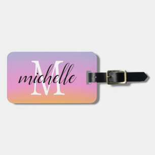 Colourful Bright Rainbow Modern Monogram Luggage Tag