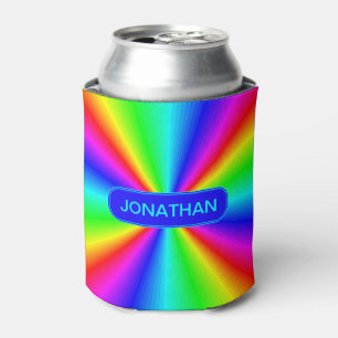 Colourful Bright Rainbow Personalised Can Cooler