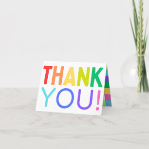 Colourful Bright Rainbow Thank You Card