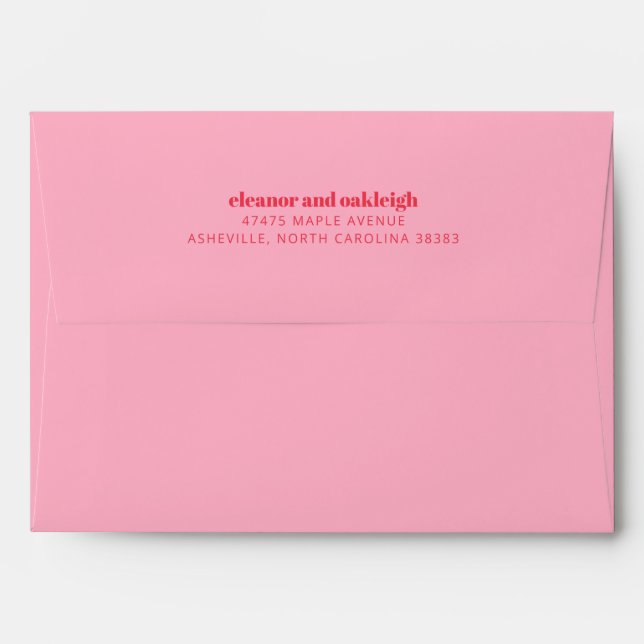 Colourful Bright Red Pink Modern Simple Wedding Envelope (Back (Top Flap))
