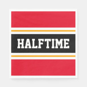Colourful Bright Red Yellow Black HALFTIME Stripes Napkin