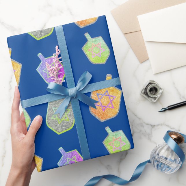 Colourful Bright Spinning Star Dreidels Hanukkah  Wrapping Paper (Gifting)
