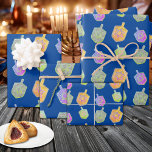 Colourful Bright Spinning Star Dreidels Hanukkah Wrapping Paper Sheet<br><div class="desc">A modern and colourful Hanukkah gift wrapping paper featuring colourful bright star of David twirling dreidels on a solid rich deep blue background.</div>