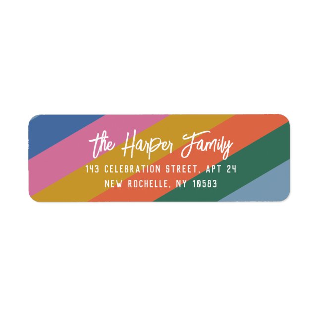 Colourful Bright Striped Brush Script Personalised (Front)