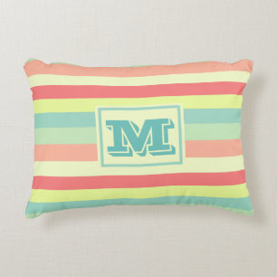 Colourful Bright Stripes Modern Monogram Decorative Cushion