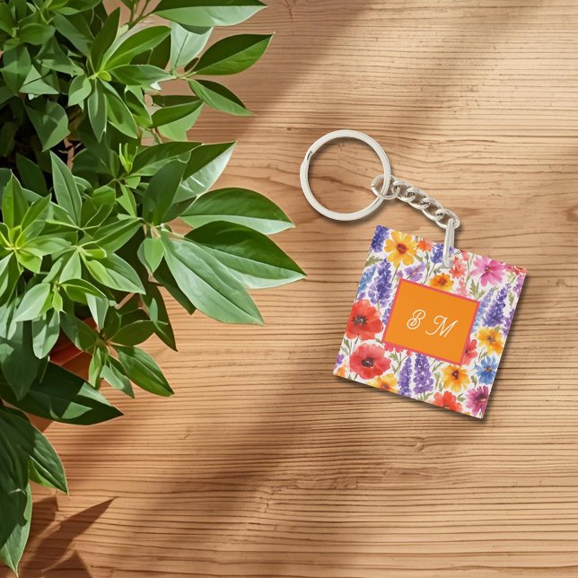 colourful Bright Summer floral Garden bloom Key Ring (Creator Uploaded)