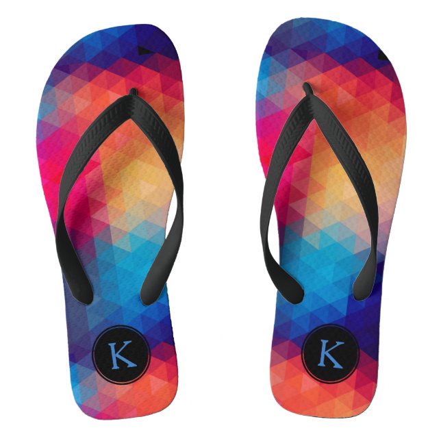 Colourful Bright Tones Modern Geometric Pattern Jandals (Footbed)