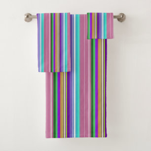 Colourful Bright Vertical Stripe Pattern Bath Towel Set