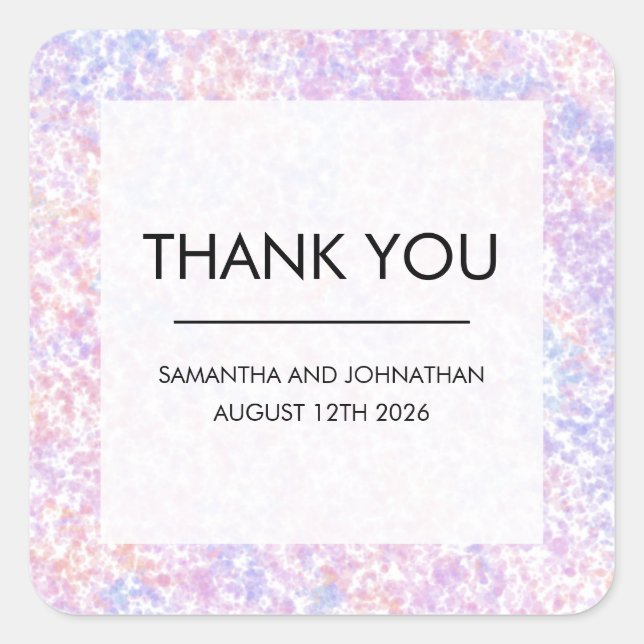 Colourful Bright Wedding Thank You Square Sticker (Front)