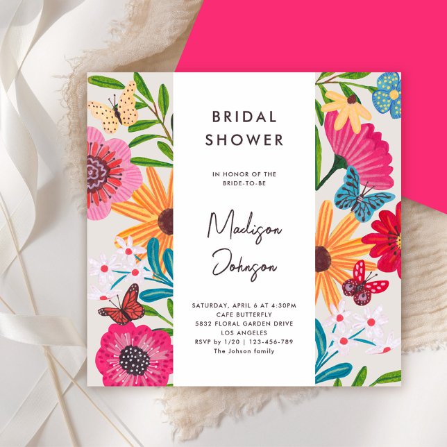 Colourful Bright Wildflower Bridal Shower Invitation (Colorful Bright Wildflower Bridal Shower Invitation)