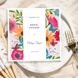 Colourful Bright Wildflower Bridal Shower Napkin
