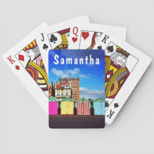 Colourful Brighton and Hove Summer Beach Huts Playing Cards