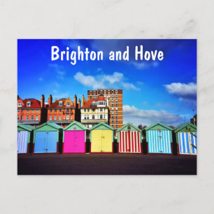 Colourful Brighton and Hove Summer Beach Huts Postcard