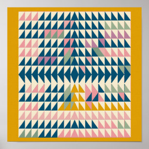Colourful Brights Painted Geometric Shapes in Teal Poster
