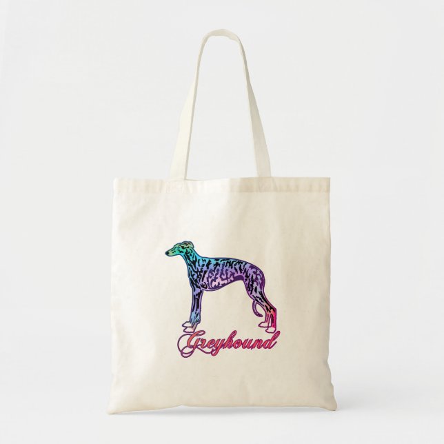 Colourful Brindle Greyhound Tote Bag (Front)
