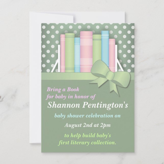 Colourful Bring a Book Baby Shower Invitations (Front)