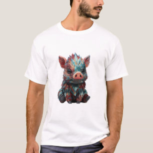 Colourful Bristle Wild Boar Piglet Portrait Men T-Shirt