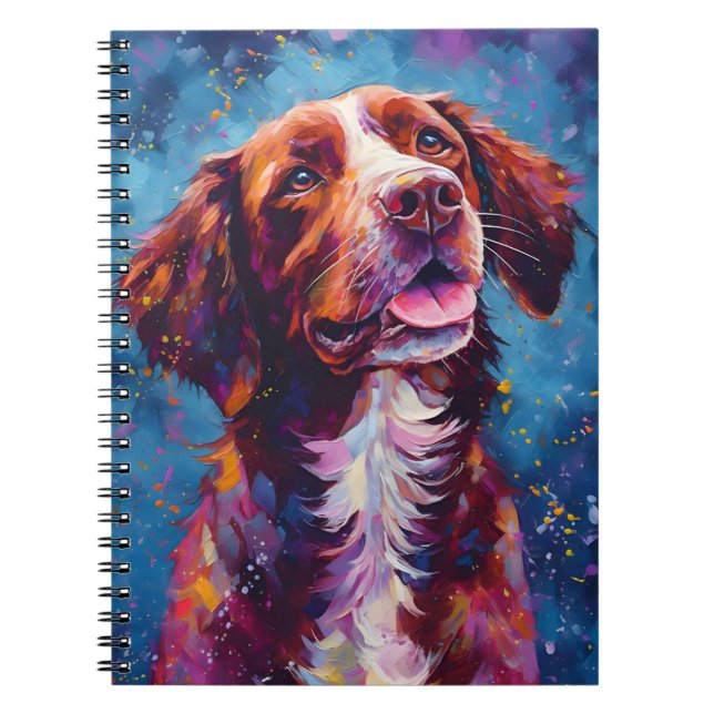 Colourful Brittany dog Notebook (Front)