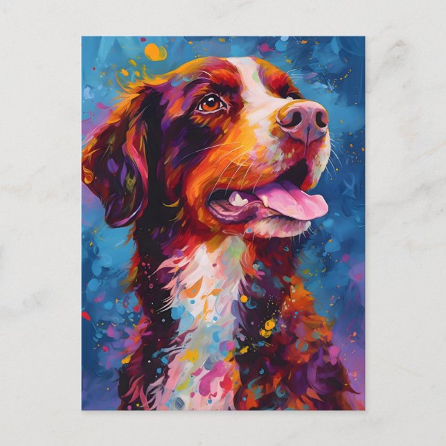 Colourful Brittany dog Postcard (Front)