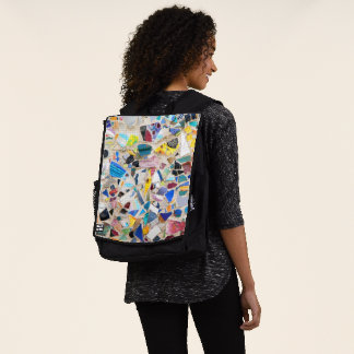 Colourful broken pottery wall picture very unusual backpack