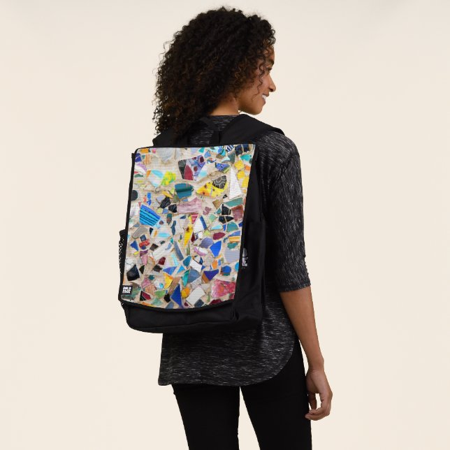 Colourful broken pottery wall picture very unusual backpack (Worn)
