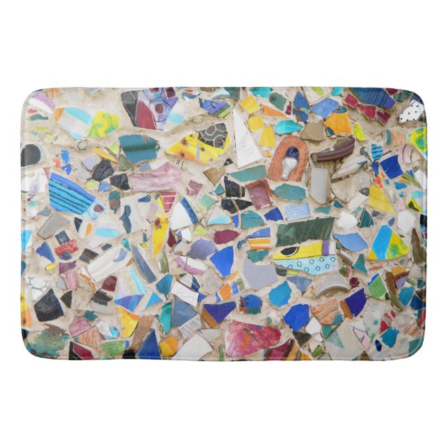 Colourful broken pottery wall picture very unusual bath mat (Front)