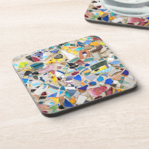 Colourful broken pottery wall picture very unusual coaster