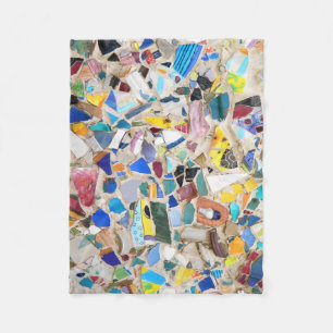 Colourful broken pottery wall picture very unusual fleece blanket