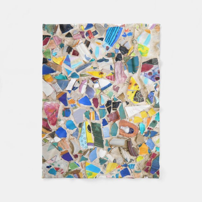 Colourful broken pottery wall picture very unusual fleece blanket (Front)