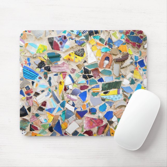Colourful broken pottery wall picture very unusual mouse pad (With Mouse)