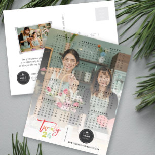 Colourful Brush Script 2025 Calendar New Year Phot Holiday Postcard