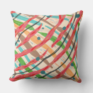Colourful brush strokes cushion