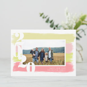 Colourful Brush Strokes Modern Photo New Year Card