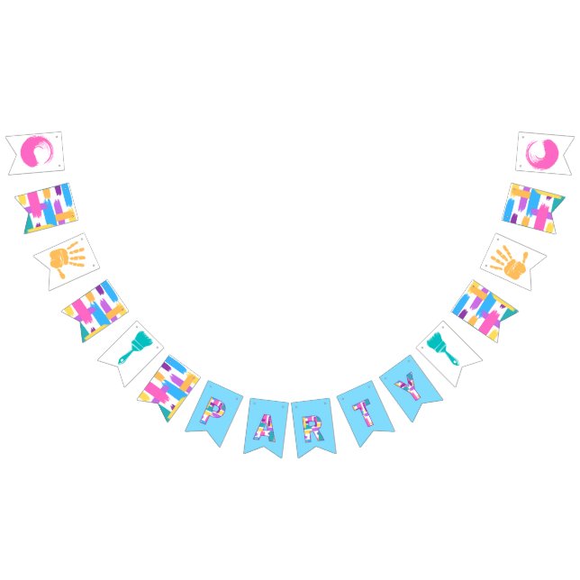 Colourful Brush Strokes paint party bunting banner (All)