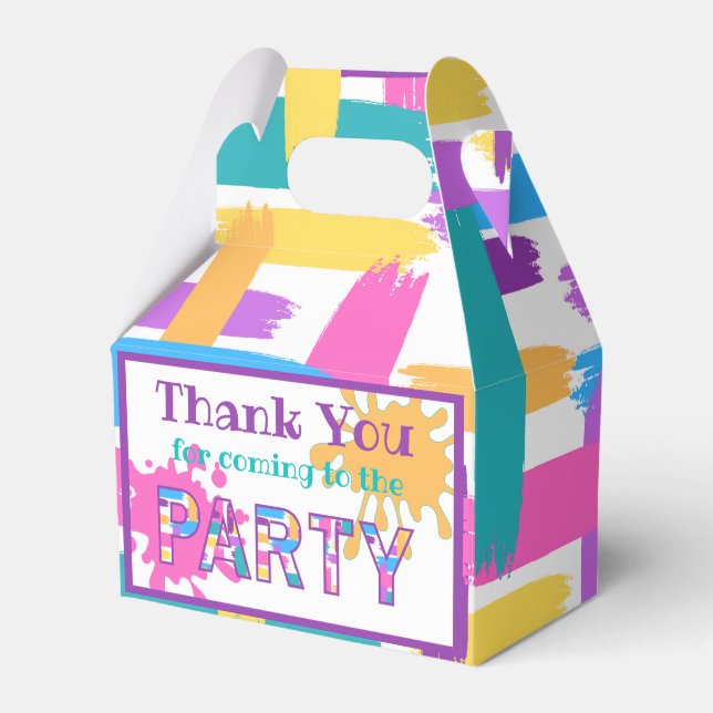 Colourful Brush Strokes paint party favour boxes  (Front Side)