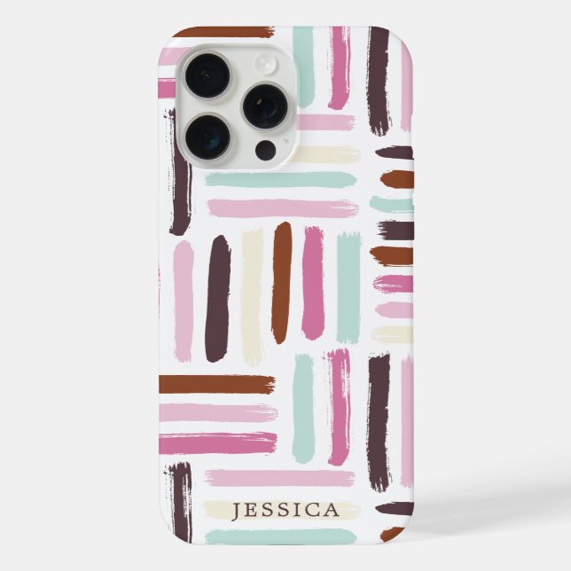 Colourful Brush Strokes Personalised iPhone Case (Back)