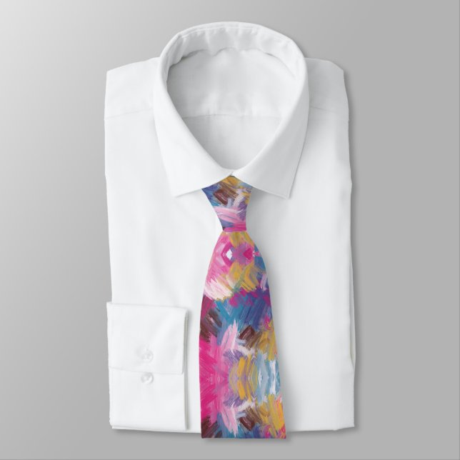 Colourful Brush Strokes Tie (Tied)