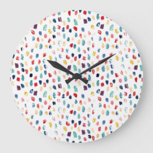Colourful Brush Strokes: Watercolor Seamless. Large Clock